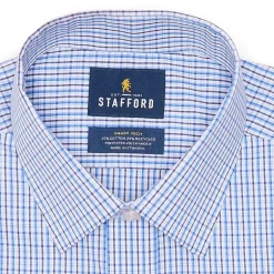 Stafford Smart Tech Mens Slim Fit Stretch Fabric Wrinkle Free Long Sleeve Dress Shirt