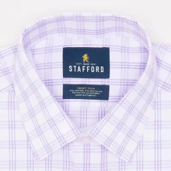 Stafford Smart Tech Mens Slim Fit Stretch Fabric Wrinkle Free Long Sleeve Dress Shirt