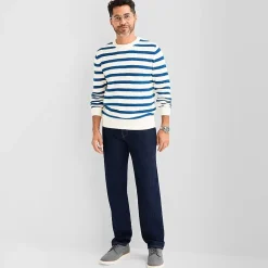 Stafford Stripe Mens Crew Neck Long Sleeve Pullover Sweater