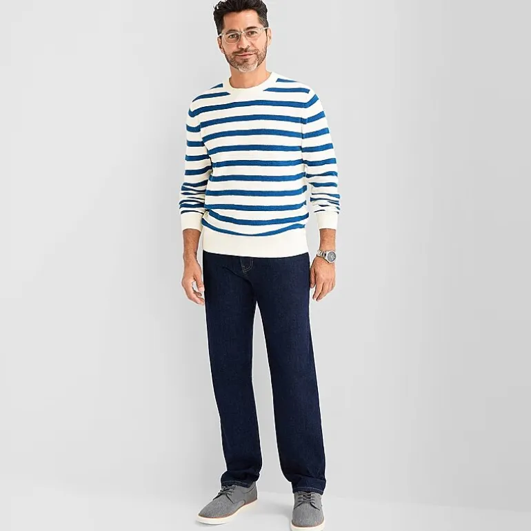 Stafford Stripe Mens Crew Neck Long Sleeve Pullover Sweater