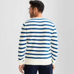 Stafford Stripe Mens Crew Neck Long Sleeve Pullover Sweater