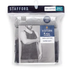 Stafford Super Soft Cotton Mens Round Neck Sleeveless 4 Pack Tank