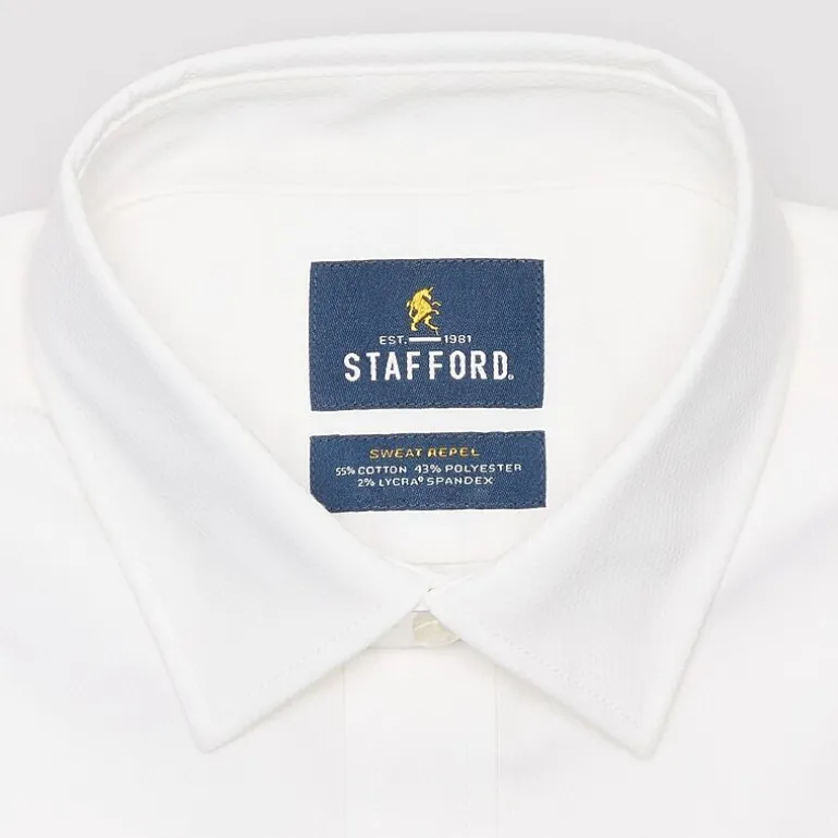 Stafford Sweat Repel Advanced Performance Mens Regular Fit Stretch Fabric Wrinkle Free Long Sleeve Dress Shirt