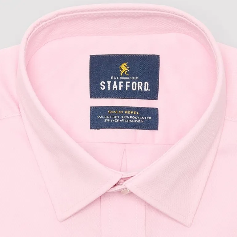 Stafford Sweat Repel Advanced Performance Mens Regular Fit Stretch Fabric Wrinkle Free Long Sleeve Dress Shirt