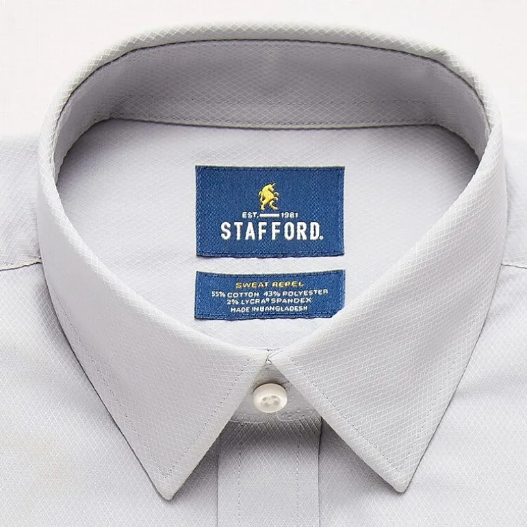 Stafford Sweat Repel Advanced Performance Mens Regular Fit Stretch Fabric Wrinkle Free Long Sleeve Dress Shirt