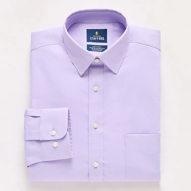 Stafford Sweat Repel Advanced Performance Mens Regular Fit Stretch Fabric Wrinkle Free Long Sleeve Dress Shirt