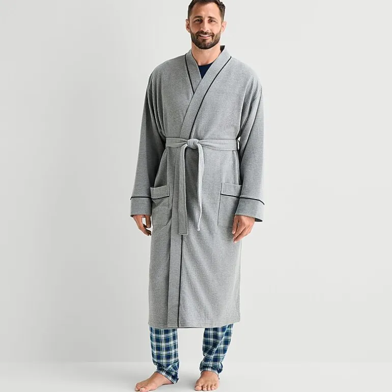 Stafford Waffle One Size Mens Waffle Long Sleeve Long Length Robe