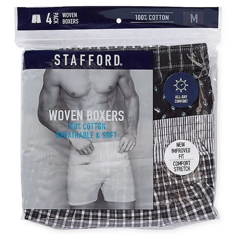 Stafford Woven Mens 4 Pack Boxers 305919