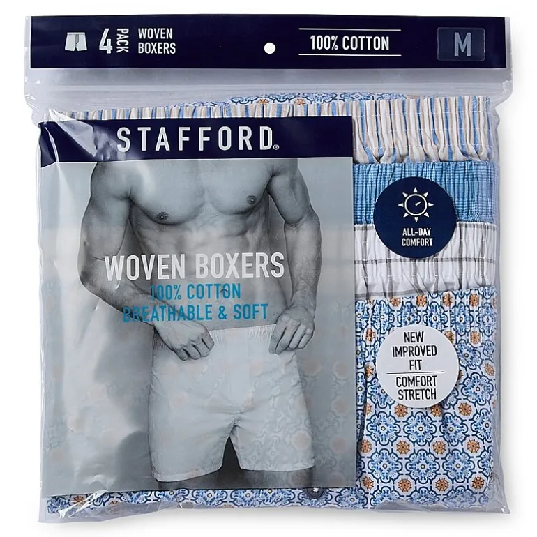 Stafford Woven Mens 4 Pack Boxers 305919