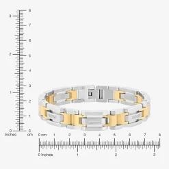 Stainless Steel 1/7 CT. T.W. Natural White Diamond 8 1/2 Inch Solid Link Chain Bracelet