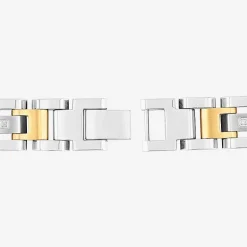 Stainless Steel 1/7 CT. T.W. Natural White Diamond 8 1/2 Inch Solid Link Chain Bracelet