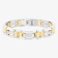 Stainless Steel 1/7 CT. T.W. Natural White Diamond 8 1/2 Inch Solid Link Chain Bracelet
