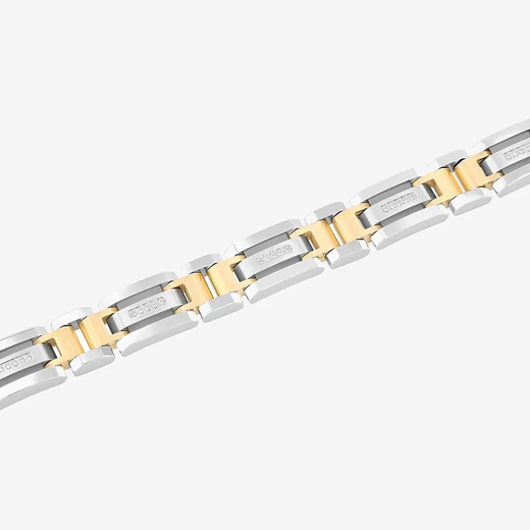Stainless Steel 1/7 CT. T.W. Natural White Diamond 8 1/2 Inch Solid Link Chain Bracelet