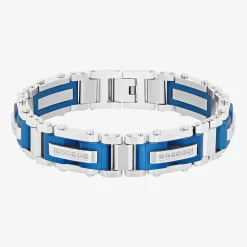 Stainless Steel (G-H / I1) 3/8 CT. T.W. Lab Grown White Diamond Solid Link Bracelet