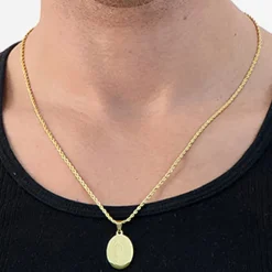 Steeltime Lady Of Guadalupe Mens 18K Gold Over Stainless Steel Oval Hypoallergenic 18 Inch Pendant Necklace