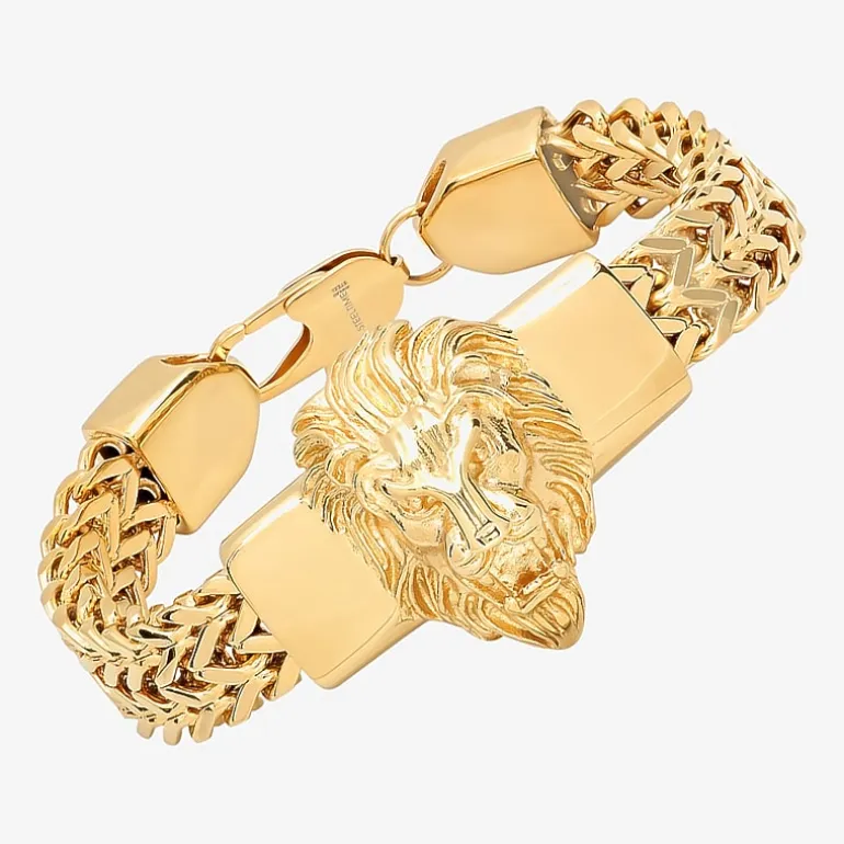 Steeltime Mens 18K Gold Over Stainless Steel 24 Inch Solid Box Hypoallergenic Chain Bracelet