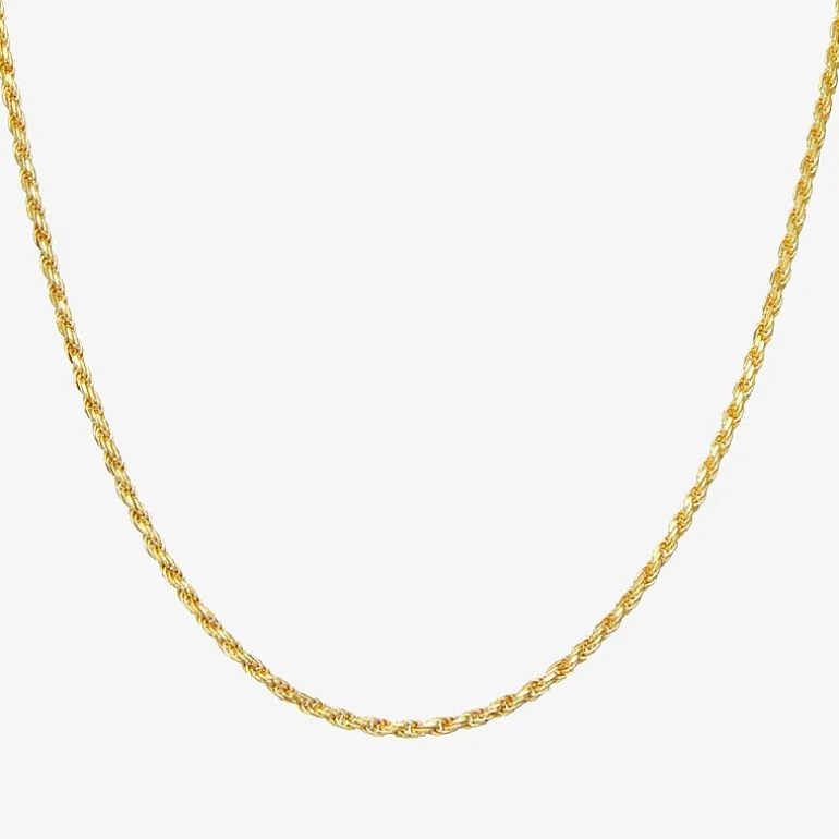 Sterling Silver or Gold Over Silver 18 - 24 Inch Solid Rope Chain Necklace