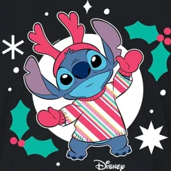 Stitch Holly Cropped Tee Womens Juniors Crew Neck Short Sleeve Regular Fit Lilo & Stitch Graphic T-Shirt