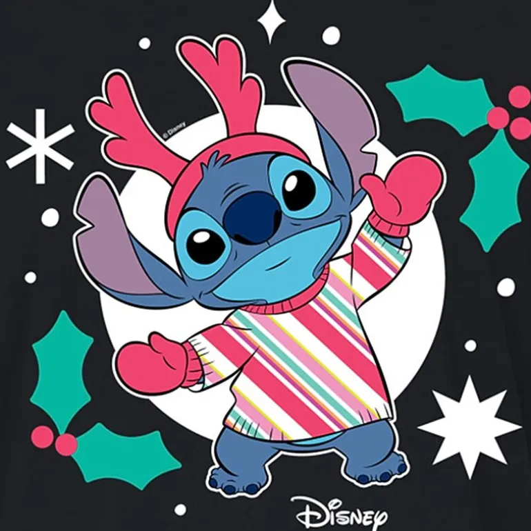Stitch Holly Cropped Tee Womens Juniors Crew Neck Short Sleeve Regular Fit Lilo & Stitch Graphic T-Shirt