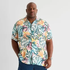 St. John's Bay Button-Down Mens Short Sleeve Big and Tall Camp Shirt