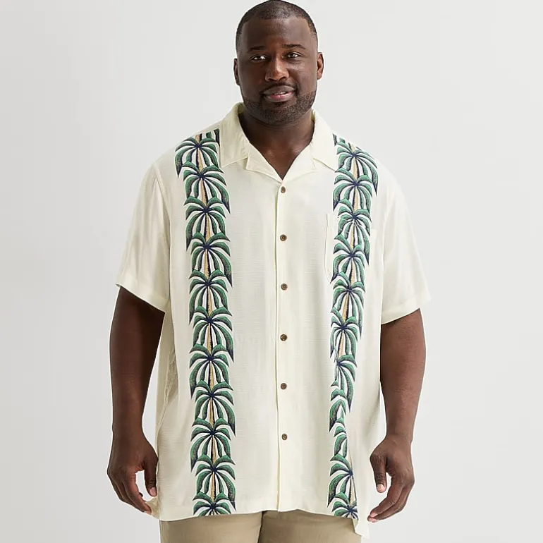 St. John's Bay Button-Down Mens Short Sleeve Big and Tall Camp Shirt