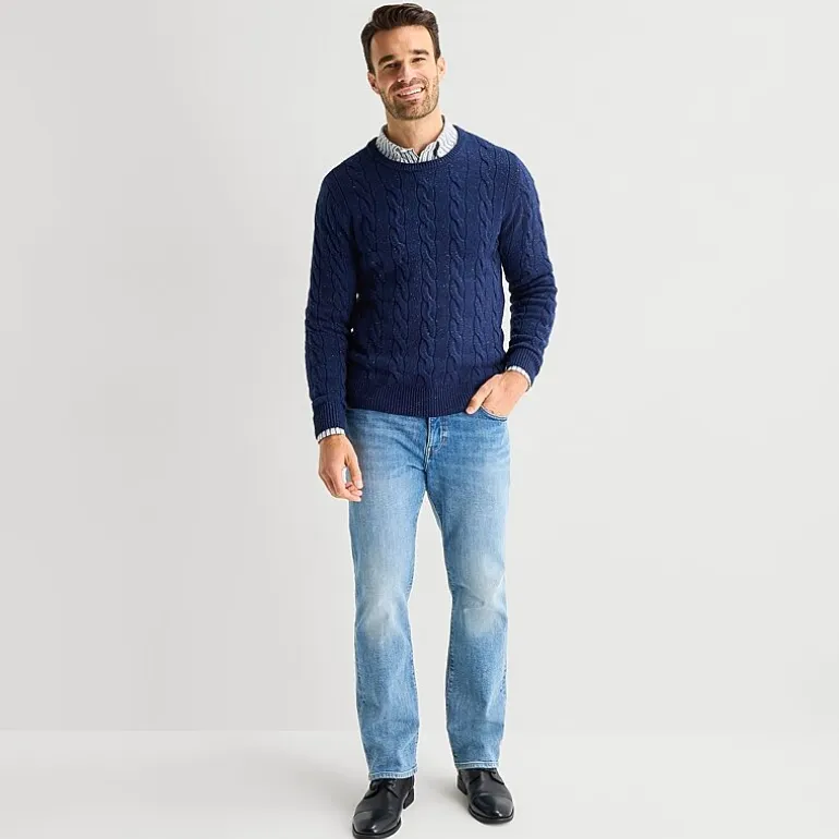 St. John's Bay Cable Mens Crew Neck Long Sleeve Pullover Sweater