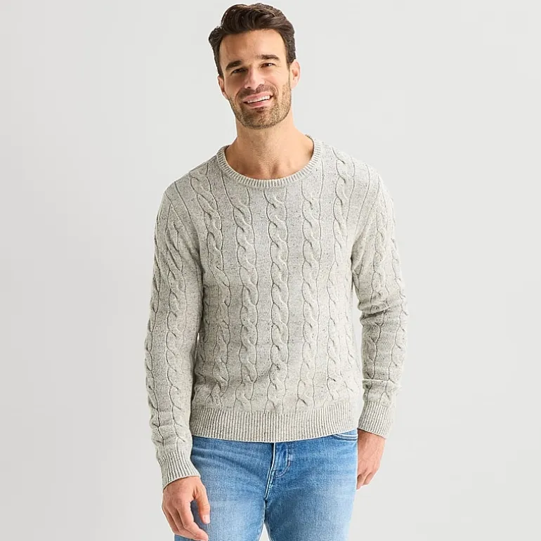 St. John's Bay Cable Mens Crew Neck Long Sleeve Pullover Sweater