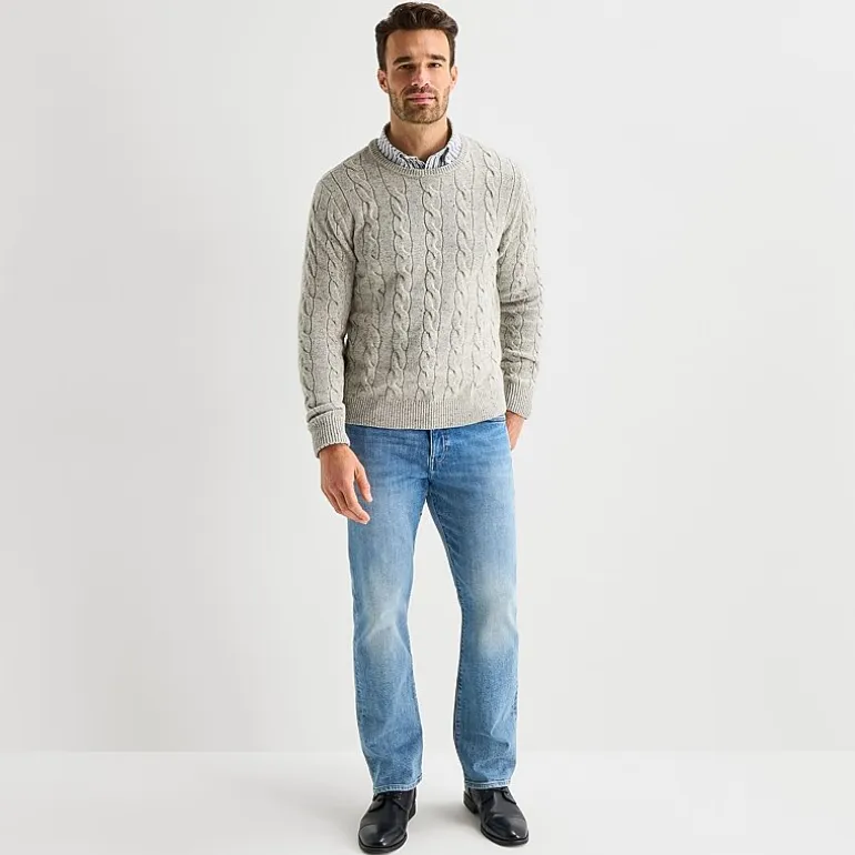 St. John's Bay Cable Mens Crew Neck Long Sleeve Pullover Sweater