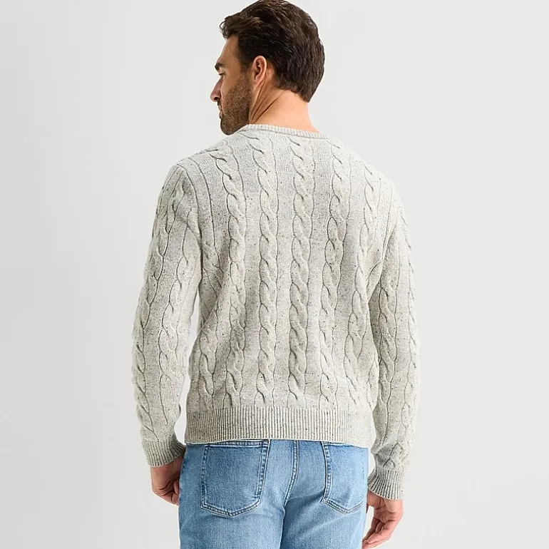 St. John's Bay Cable Mens Crew Neck Long Sleeve Pullover Sweater