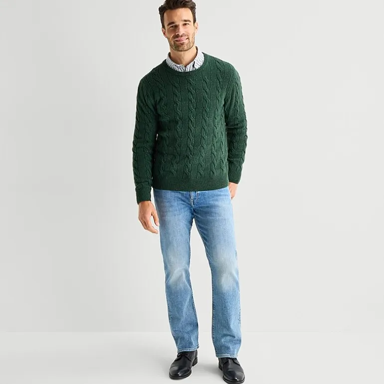 St. John's Bay Cable Mens Crew Neck Long Sleeve Pullover Sweater