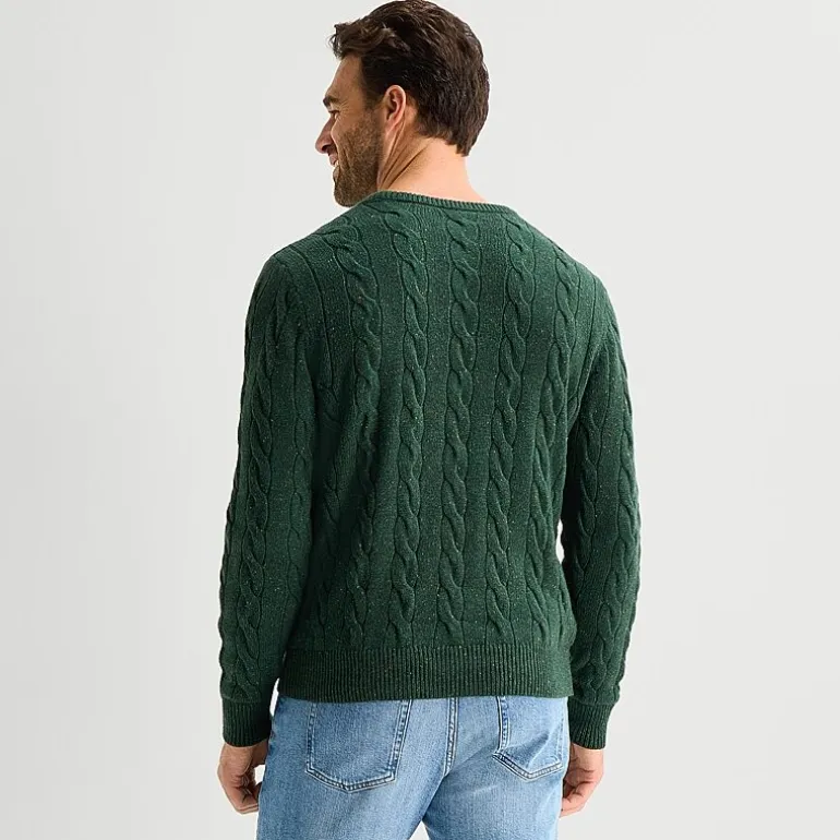 St. John's Bay Cable Mens Crew Neck Long Sleeve Pullover Sweater