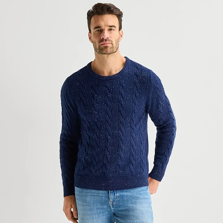 St. John's Bay Cable Mens Crew Neck Long Sleeve Pullover Sweater