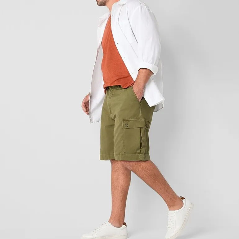 St. John's Bay Comfort Waist 10" & 11" Mens Big and Tall Stretch Fabric Cargo Short