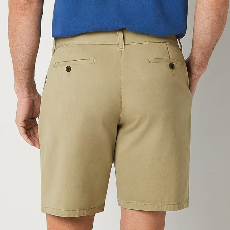 St. John's Bay Dexterity Mens 10" Adaptive Stretch Fabric Adjustable Features Easy-on + Easy-off Chino Short