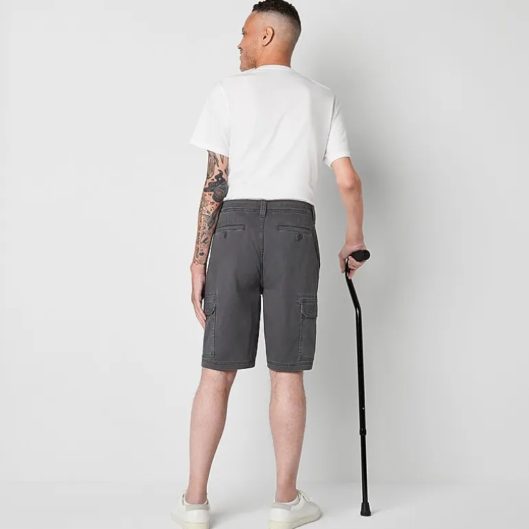 St. John's Bay Dexterity Mens 10" Adaptive Stretch Fabric Adjustable Features Easy-on + Easy-off Cargo Short