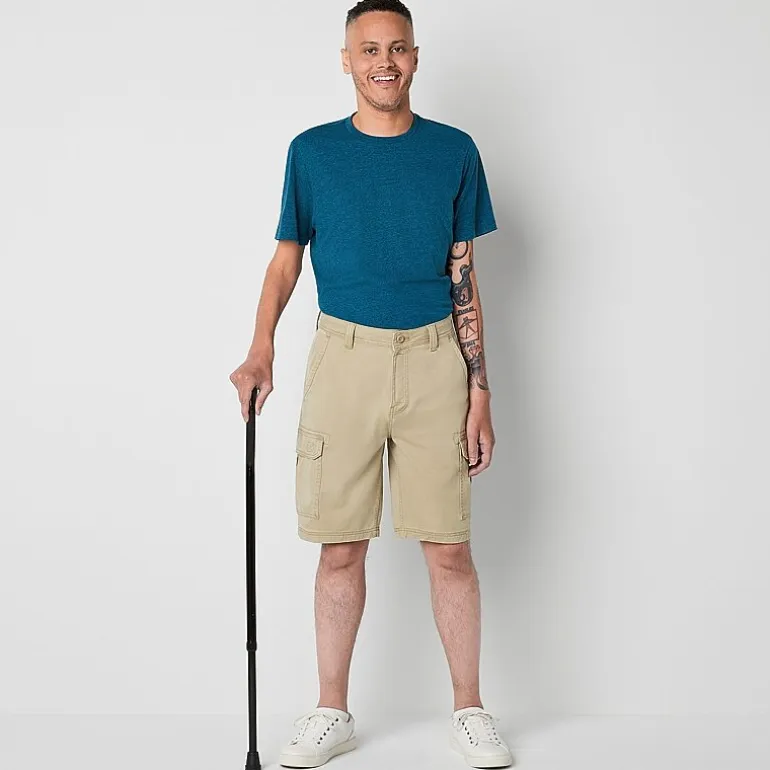 St. John's Bay Dexterity Mens 10" Adaptive Stretch Fabric Adjustable Features Easy-on + Easy-off Cargo Short
