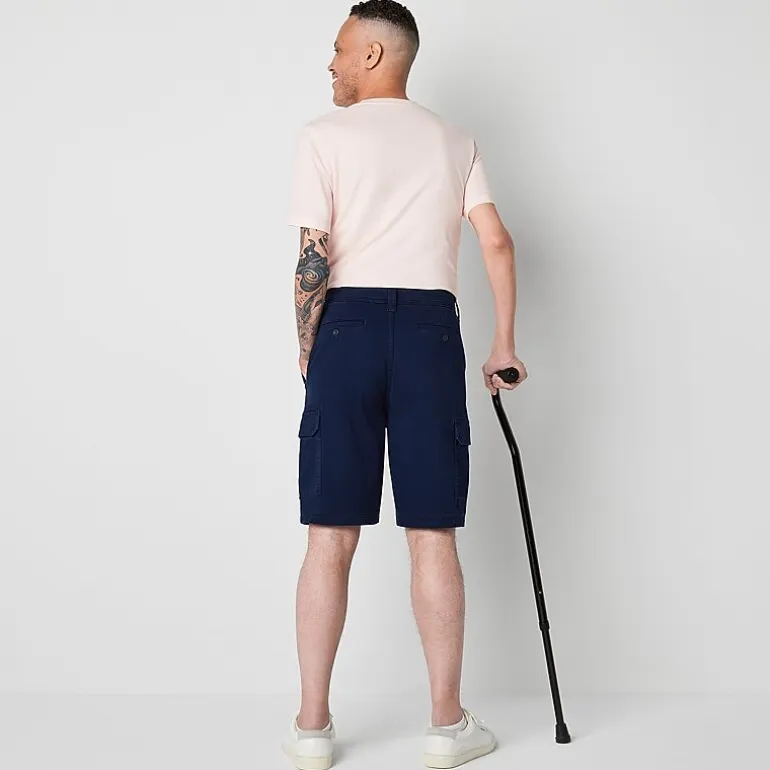 St. John's Bay Dexterity Mens 10" Adaptive Stretch Fabric Adjustable Features Easy-on + Easy-off Cargo Short