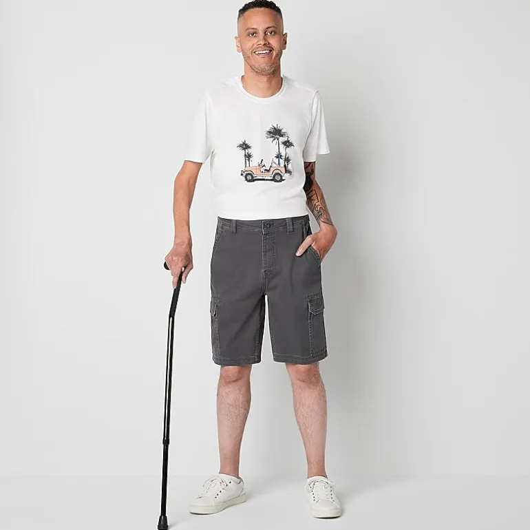 St. John's Bay Dexterity Mens 10" Adaptive Stretch Fabric Adjustable Features Easy-on + Easy-off Cargo Short