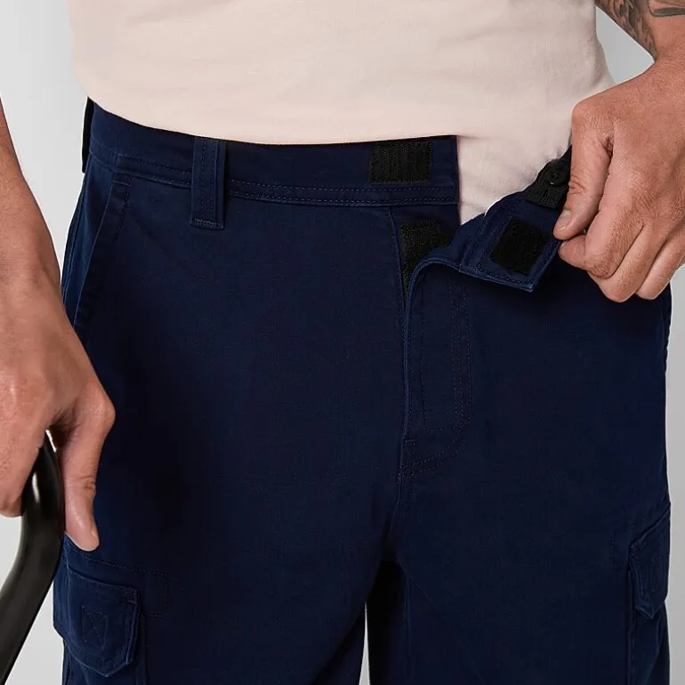 St. John's Bay Dexterity Mens 10" Adaptive Stretch Fabric Adjustable Features Easy-on + Easy-off Cargo Short
