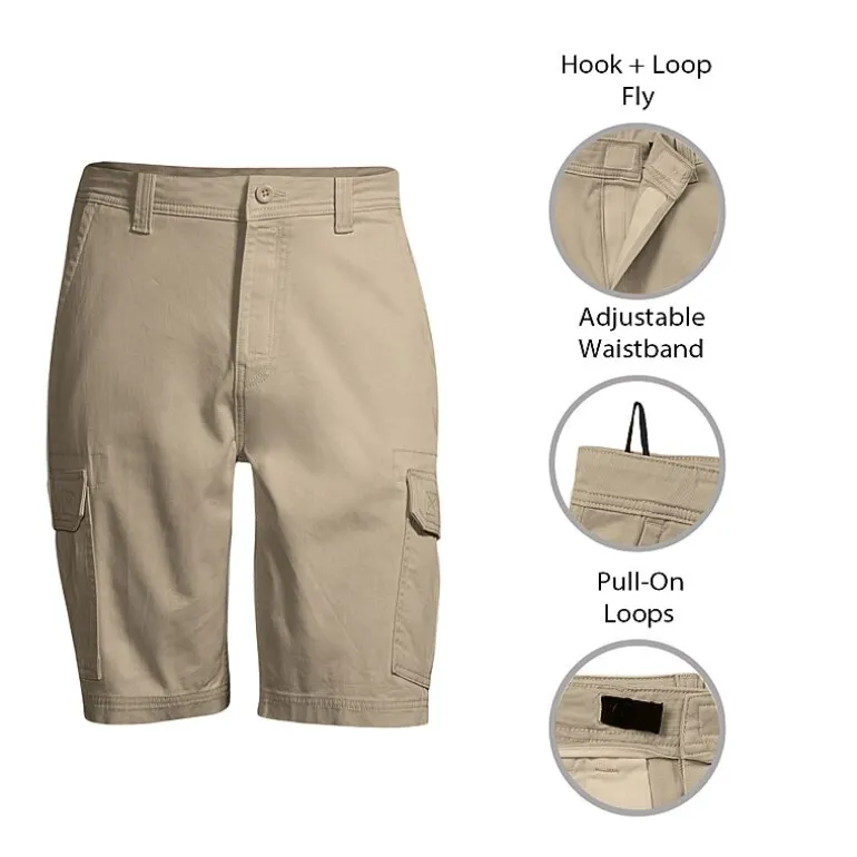 St. John's Bay Dexterity Mens 10" Adaptive Stretch Fabric Adjustable Features Easy-on + Easy-off Cargo Short