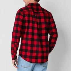 St. John's Bay Dexterity Mens Easy-on + Easy-off Long Sleeve Adaptive Classic Fit Flannel Shirt