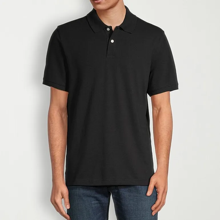 St. John's Bay Dexterity Premium Stretch Mens Classic Fit Easy-on + Easy-off Adaptive Short Sleeve Polo Shirt