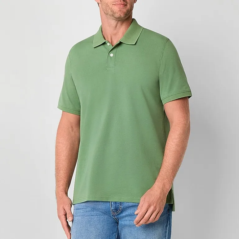 St. John's Bay Dexterity Premium Stretch Mens Classic Fit Easy-on + Easy-off Adaptive Short Sleeve Polo Shirt