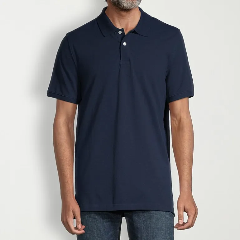 St. John's Bay Dexterity Premium Stretch Mens Classic Fit Easy-on + Easy-off Adaptive Short Sleeve Polo Shirt