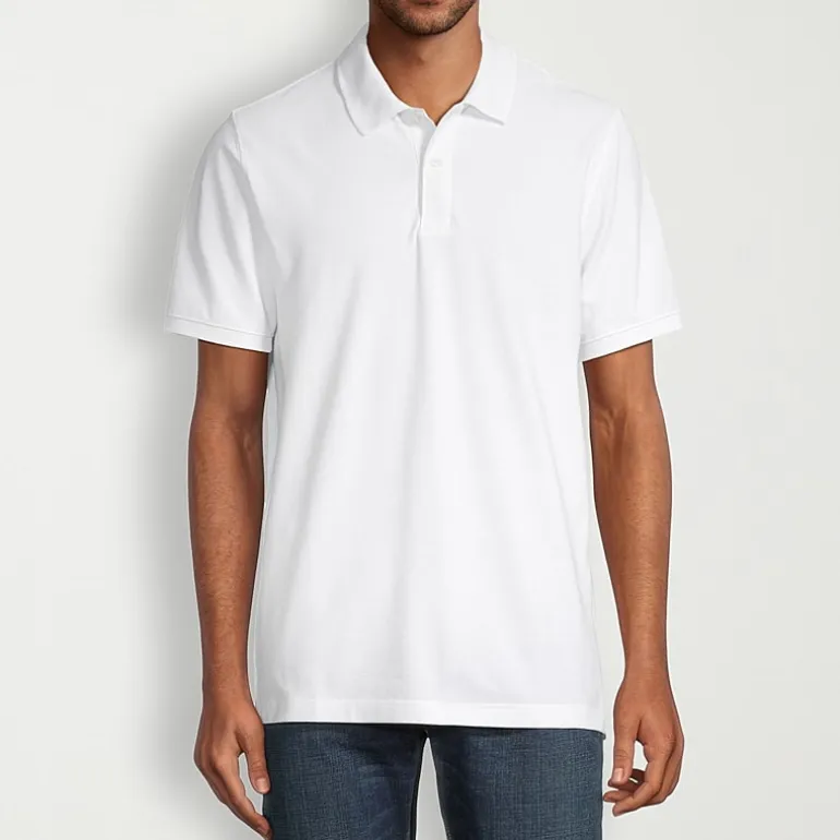 St. John's Bay Dexterity Premium Stretch Mens Classic Fit Easy-on + Easy-off Adaptive Short Sleeve Polo Shirt