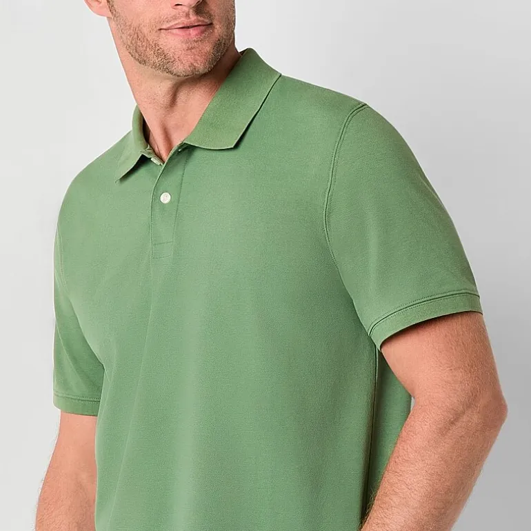 St. John's Bay Dexterity Premium Stretch Mens Classic Fit Easy-on + Easy-off Adaptive Short Sleeve Polo Shirt