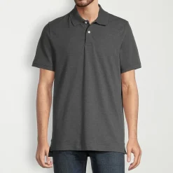 St. John's Bay Dexterity Premium Stretch Mens Classic Fit Easy-on + Easy-off Adaptive Short Sleeve Polo Shirt