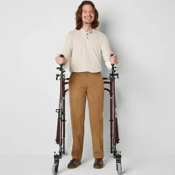 St. John's Bay Dexterity Universal Wrinkle Free Easy Care Mens Adaptive Adjustable Features Easy-on + Easy-off Classic Fit Flat Front Pant
