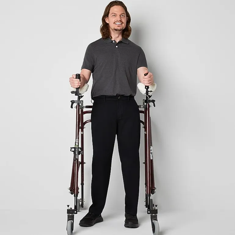 St. John's Bay Dexterity Universal Wrinkle Free Easy Care Mens Adaptive Adjustable Features Easy-on + Easy-off Classic Fit Flat Front Pant