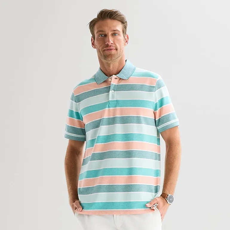 St. John's Bay Essential Striped Oxford Mens Slim Fit Short Sleeve Polo Shirt